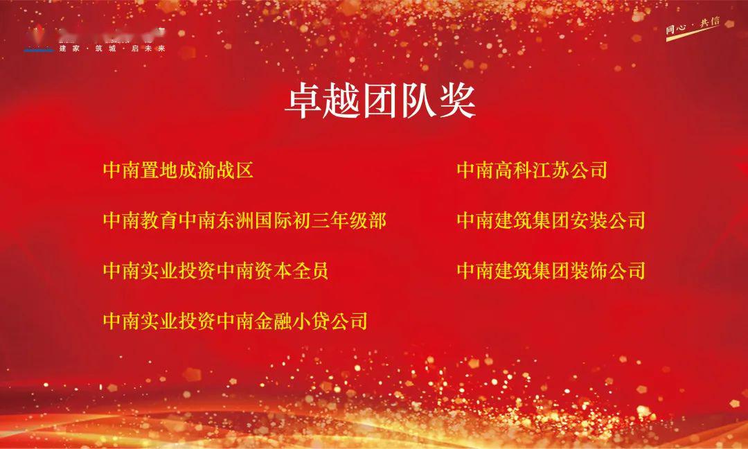 美好中南人中南集團2019年度“卓越團隊”