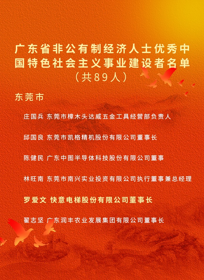 祝賀！快意電梯董事長羅愛文獲廣東省委省政府授予榮譽(yù)稱號